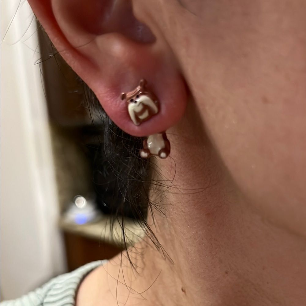 Charming Brown and White Dog Earrings